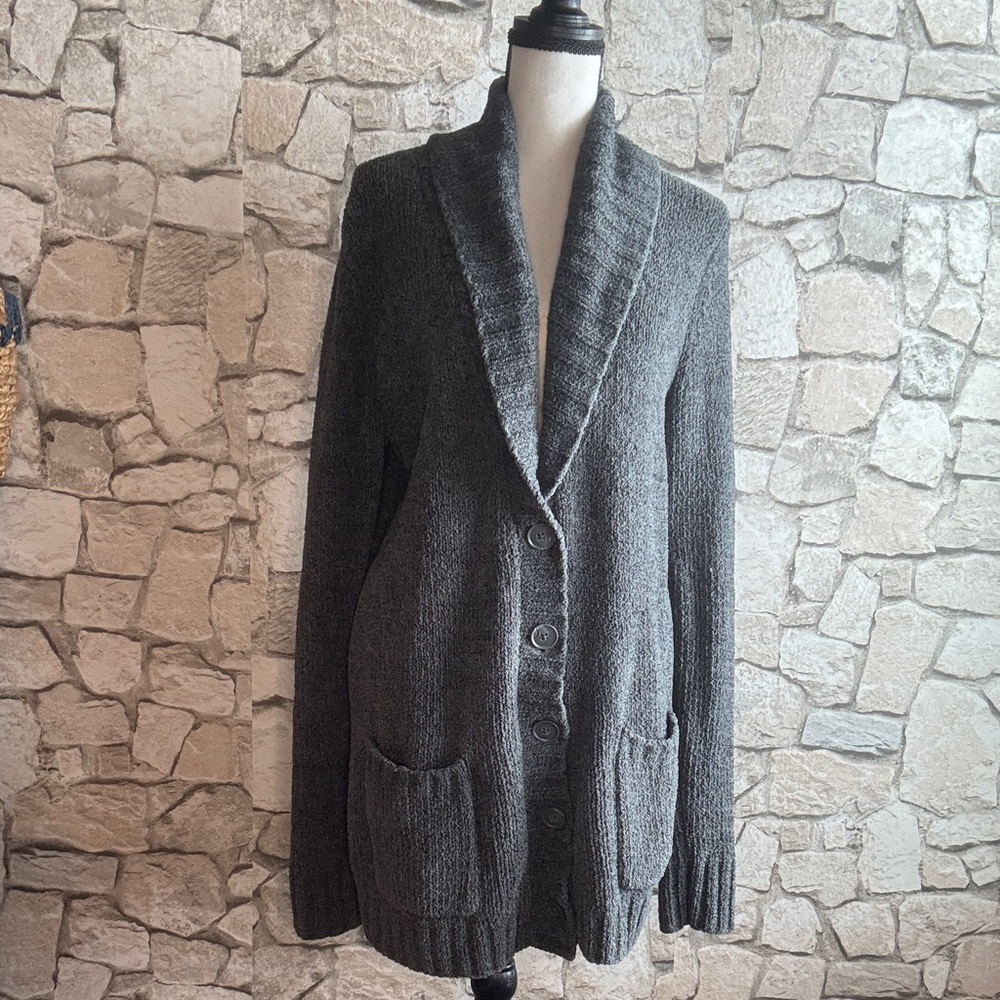 Merona Charcoal Button-Up Shawl Collar Cardigan